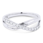 0.30ct Round Cut Diamond Overlap Loop Stackable Right-Hand Ring in 14k White Gold