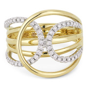 0.33ct Round Cut Diamond Pave Overlap Loop Right-Hand Wide Statement Ring in 14k Yellow & White Gold