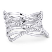 0.34ct Round Cut Diamond Pave Right-Hand Multi-Swirl Wrap Ring in 14k White Gold