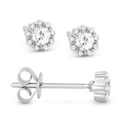 0.34ct Round Cut White Topaz & Diamond Pave Baby Stud Earrings in 14k White Gold