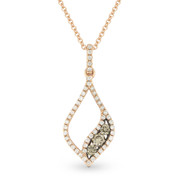 0.35ct Brown & White Diamond Pave Pendant & Chain Necklace in 14k Rose & Black Gold