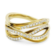 0.35ct Round Cut Diamond Right-Hand Overlap Loop Fashion Ring in 14k Yellow Gold