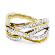 0.35ct Round Cut Diamond Right-Hand Overlap Loop Fashion Ring in 14k Yellow & White Gold