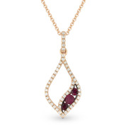 0.36ct Round Cut Ruby & Diamond Pave Pendant & Chain Necklace in 14k Rose & Black Gold