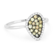 0.37ct Round Cut Fancy-Colored Diamond Right-Hand Pave Ring in 14k White & Black Gold