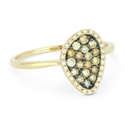 0.37ct Round Cut Fancy-Colored Diamond Right-Hand Pave Ring in 14k Yellow & Black Gold