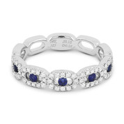 0.43ct Round Cut Sapphire & Diamond Pave Right-Hand Band in 14k White Gold