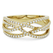 0.44ct Round Cut Diamond Multi-Line Overlap Right-Hand Ring in 14k Yellow Gold