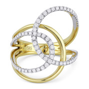 0.49ct Round Cut Diamond Pave Overlap Loop Right-Hand Statement Ring in 14k Yellow & White Gold