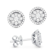 0.49ct Round Brilliant Cut Diamond Cluster & Halo Stud Earrings in 14k White Gold