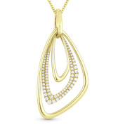 0.52ct Round Cut Diamond Pave Fancy-Loop Stack Pendant & Chain Necklace in 14k Yellow Gold