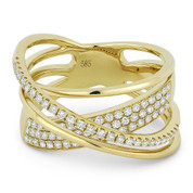 0.53ct Round Cut Diamond Pave Overlap Loop Right-Hand Statement Ring in 14k Yellow Gold