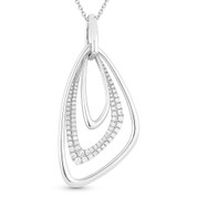 0.53ct Round Cut Diamond Pave Fancy-Loop Stack Pendant & Chain Necklace in 14k White Gold