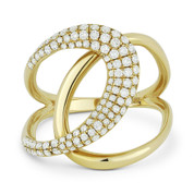 0.55ct Round Cut Diamond Pave Overlap Loop Right-Hand Statement Ring in 14k Yellow Gold