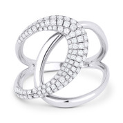 0.56ct Round Cut Diamond Pave Overlap Loop Right-Hand Statement Ring in 14k White Gold