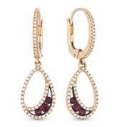 0.58ct Round Cut Ruby & Diamond Pave Dangling Earrings in 14k Rose & Black Gold