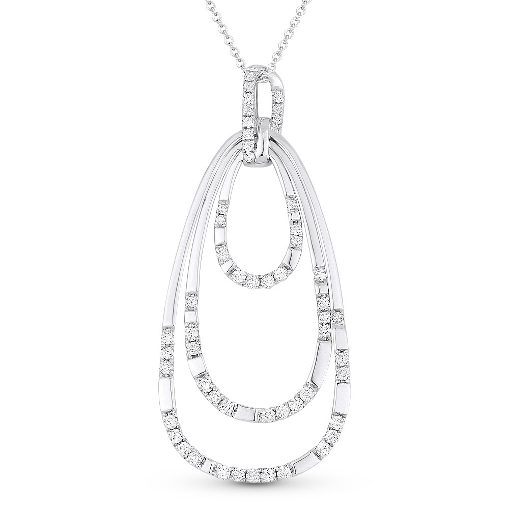 0.60ct Round Cut Diamond PearShaped Loop Stack Pendant & Chain