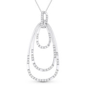 0.60ct Round Cut Diamond Pear-Shaped Loop Stack Pendant & Chain Necklace in 14k White Gold