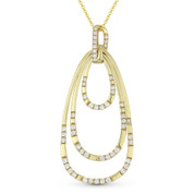0.60ct Round Cut Diamond Pear-Shaped Loop Stack Pendant & Chain Necklace in 14k Yellow Gold