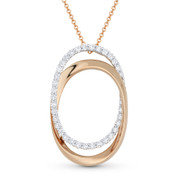 0.68ct Round Brilliant Cut Diamond Pave Double-Oval Pendant & Chain Necklace in 14k Rose & White Gold