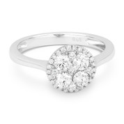 0.68ct Round Brilliant Cut Diamond Pave Right-Hand Cluster Ring in 14k White Gold