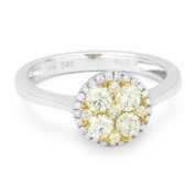 0.68ct Yellow & White Diamond Pave Right-Hand Cluster Ring in 2-Tone 14k Yellow & White Gold