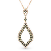 0.70ct Brown & White Diamond Pave Marquise-Shaped Stiletto Pendant & Chain Necklace in 14k Rose & Black Gold