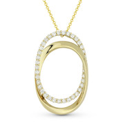 0.72ct Round Brilliant Cut Diamond Pave Double-Oval Pendant & Chain Necklace in 14k Yellow Gold