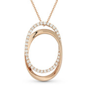 0.73ct Round Brilliant Cut Diamond Pave Double-Oval Pendant & Chain Necklace in 14k Rose Gold