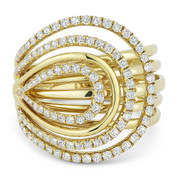0.78ct Round Cut Diamond Right-Hand Overlap Multi-Loop Statement Ring in 14k Yellow Gold