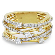0.78ct Round Cut Diamond Right-Hand Overlap Loop Fashion Ring in 14k Yellow Gold