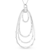 0.85ct Round Cut Diamond Pave Pear-Shaped Loop-Stack Pendant & Chain Necklace in 14k White Gold