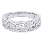 0.89ct Round Brilliant Cut Diamond 5-Stone w/ Diamond Pave Accent Band in 18k White Gold