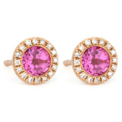 1.53ct Round Brilliant Cut Lab-Created Pink Sapphire & Diamond Martini Stud Earrings in 14k Rose Gold