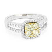 0.94ct Yellow & White Diamond Pave Right-Hand Cluster Ring in 2-Tone 14k Yellow & White Gold