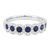 0.98ct Round Cut Sapphire & Diamond 7-Bezel Anniversary / Wedding Band in 14k White Gold