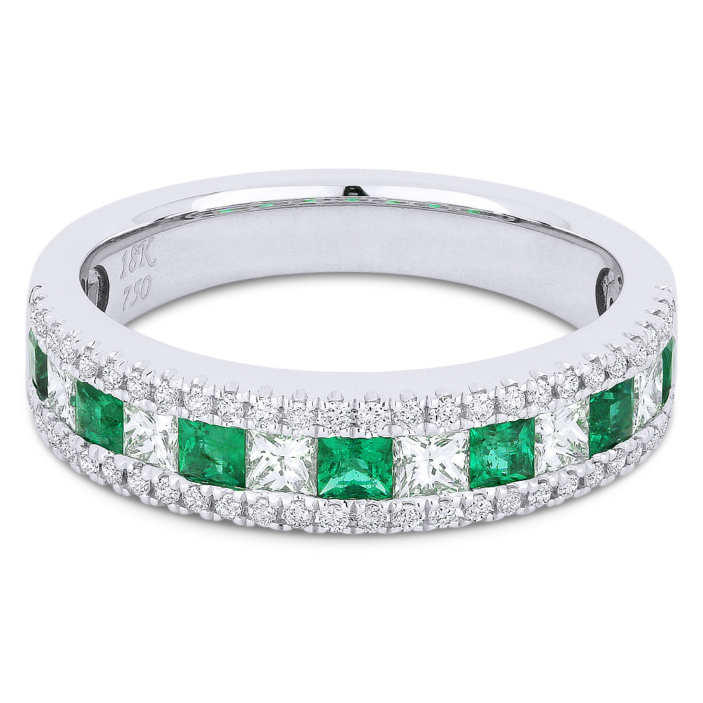 103ct Princess Cut Emerald And Diamond And Round Diamond Pave Anniversary