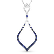 1.08ct Round Cut Sapphire & Diamond Pave Stiletto Pendant & Chain Necklace in 14k White & Black Gold
