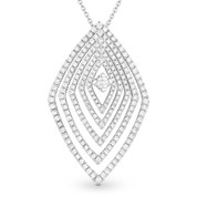 1.24ct Round Cut Diamond Micro-Pave Pendant & Chain Necklace in 14k White Gold