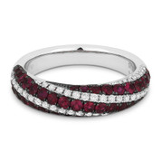 1.42ct Ruby & Diamond Pave Anniversary Band in 18k White Black Gold