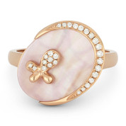 1.48ct Oval Mother-of-Pearl & Round Cut Diamond Right-Hand Cocktail Ring in 14k Rose Gold