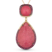 15.13ct Pink Tourmaline, Sapphire, Diamond Statement Pendant & Chain Necklace in 14k Rose & Black Gold