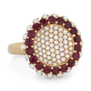 2.43ct Round Cut Ruby & Diamond Pave Cocktail Ring in 18k Rose Gold