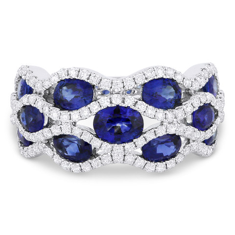 3.53ct Oval Cut Sapphire & Diamond Pave Right-Hand Wide Statement Ring ...