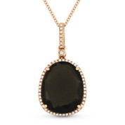6.37ct Pear-Shaped Smoky Topaz & Round Cut Diamond Halo Pendant & Chain Necklace in 14k Rose Gold