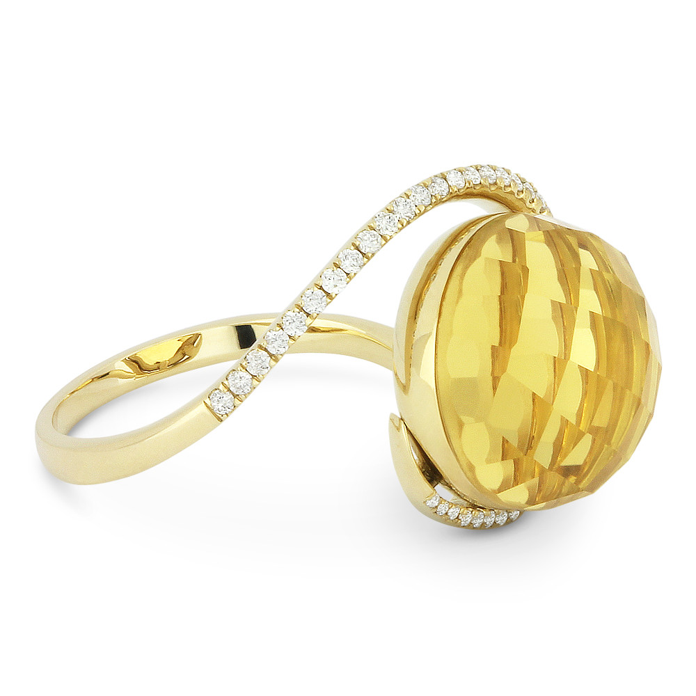 7.03 ct Checkerboard Onyx /& Diamond Right-Hand Cocktail Ring in 14k Yellow Gold