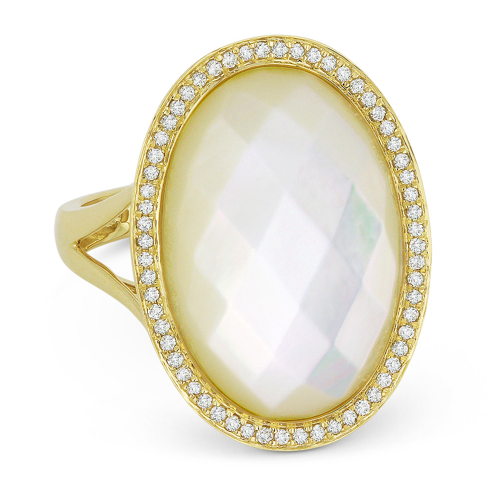 7.03 ct Checkerboard Onyx /& Diamond Right-Hand Cocktail Ring in 14k Yellow Gold