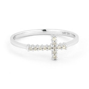 0.07ct Round Cut Diamond Sideways Cross Right-Hand Promise Ring in  14k White Gold
