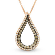 0.52ct White & Brown Diamond Open Tear-Drop Pendant & Chain Necklace in 14k Rose & Black Gold