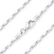 2.3mm (Gauge 010) Heshe Link Bar Italian Chain Bracelet in .925 Sterling Silver - CLB-BAR2-010-SLP
